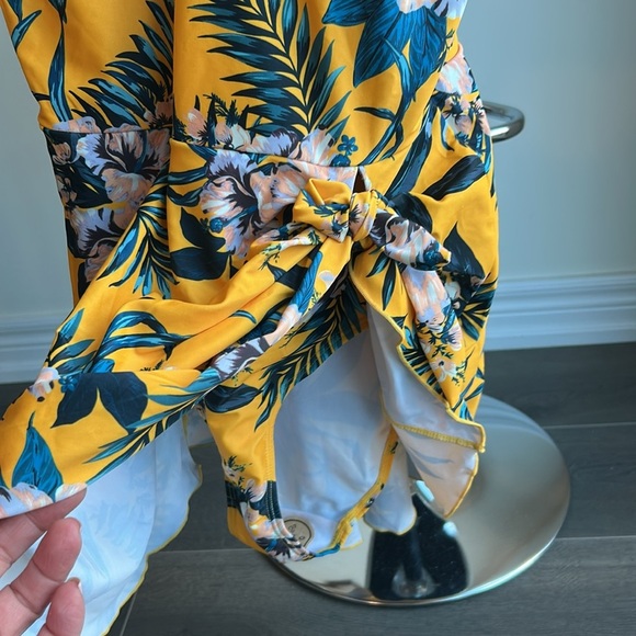 SHEKINI Floral Tummy Control One Piece Skirted V Neck Swimsuit Size L - Picture 7 of 16